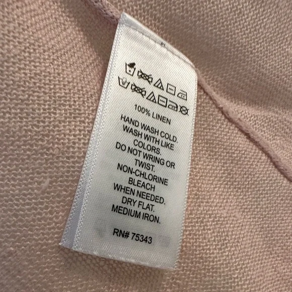 St. Tropez West Soft Pink Linen Knit Long Cardigan Vest With Shawl Collar Size M - Picture 4 of 4